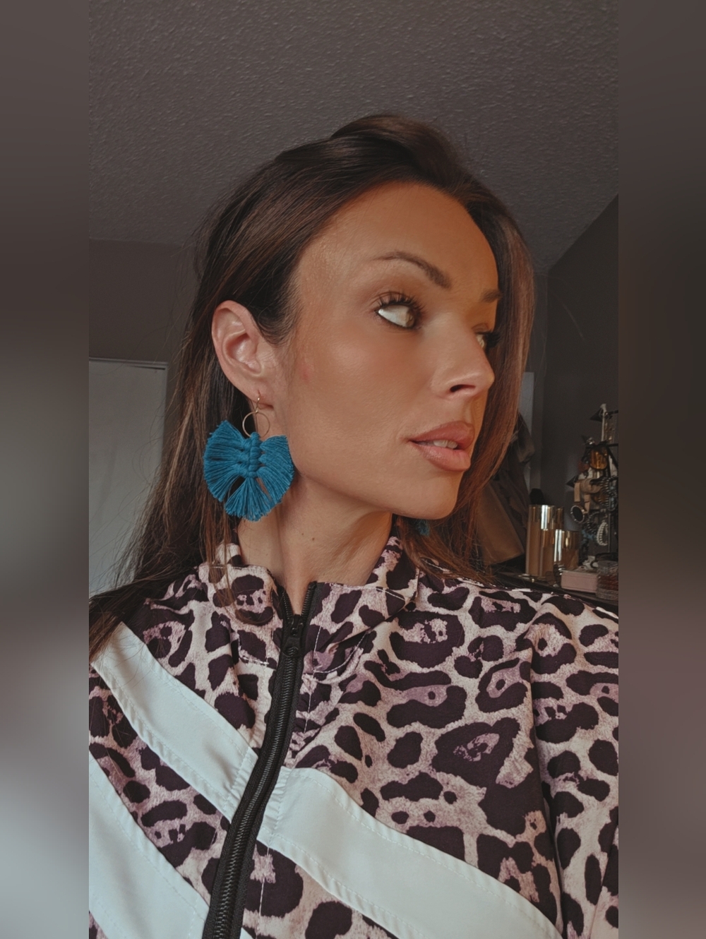 Boho Teal Macrame Feather Earrings | Handmade Statement Fringe Dangles